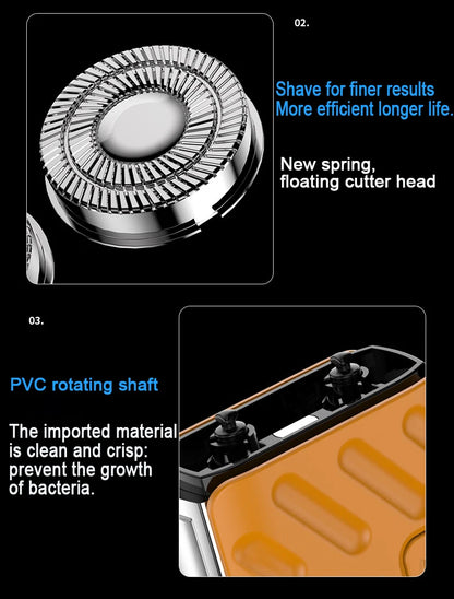 Mini Shaver On-The-Go, Portable Electric Shaver for Men, Dry Shave, USB-C，IPX7 Waterproof Easy Cleaning, Battery Indicator