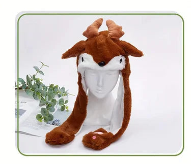 Creative Christmas Santa hat, reindeer pinch airbag, ears move, headband decoration