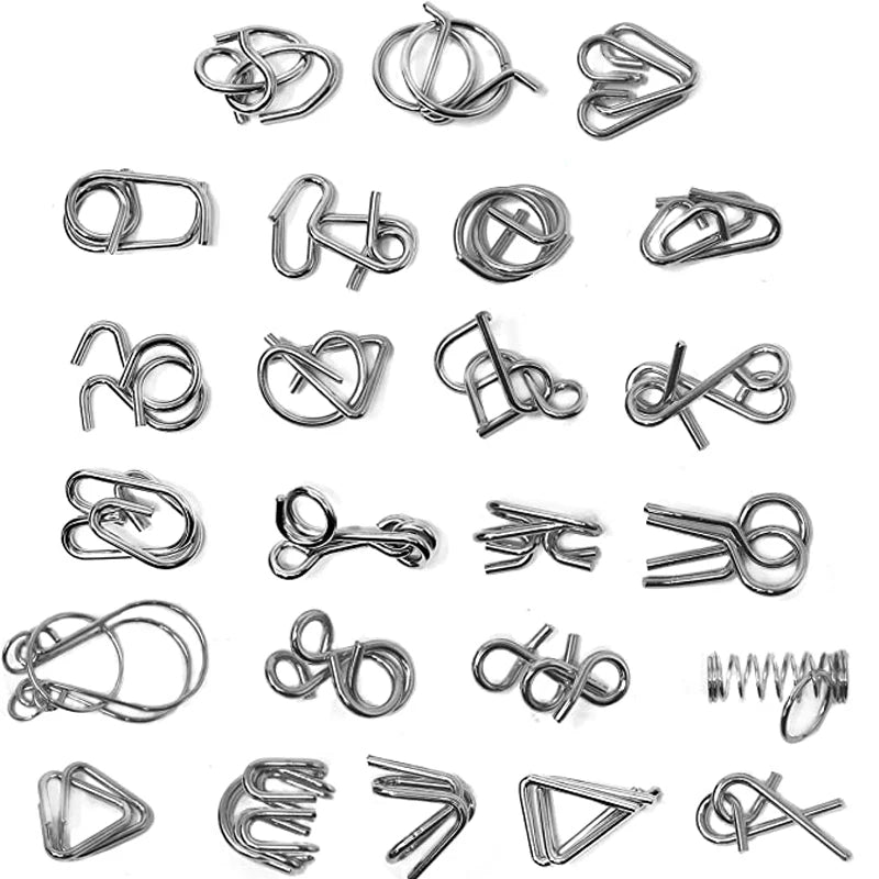 8PCS Set Metal Montessori Puzzle Wire IQ Games Rompecabezas 3D Casse Tete Brain Teaser Intellectual Toys For Kids Adults