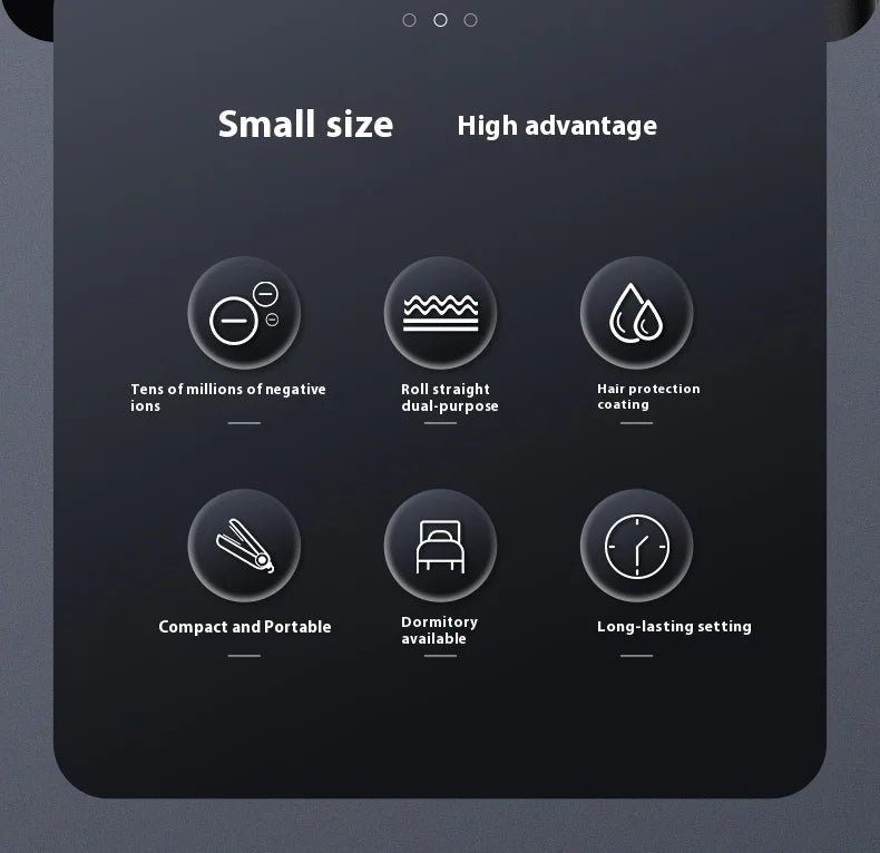 2-in-1 Mini Hair Straightener & Curler - Ceramic Fast Heating 140-220°C - Portable Flat Iron for Short Hair Travel Styling