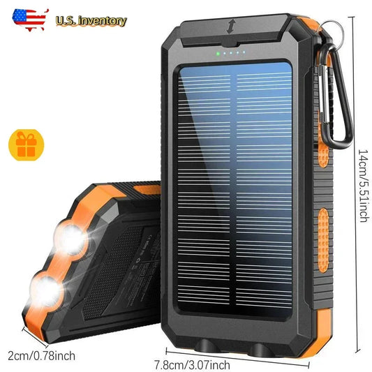 10000mAh Solar Power Bank 4-in-1 Camping Light Compass Hiking Emergency Charger