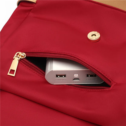 Fashionable women's backpack, adjustable shoulder straps, multiple back styles, zipper closure, polyester lining, suitable for v
