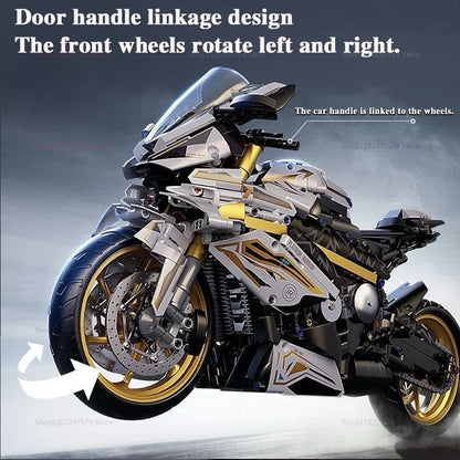 2000PCS+ 1:5 MOC Technical Platinum Motorcycle Model Building Blocks Racing Motorcycle Display Set for  Kid Adults Birthday Gift