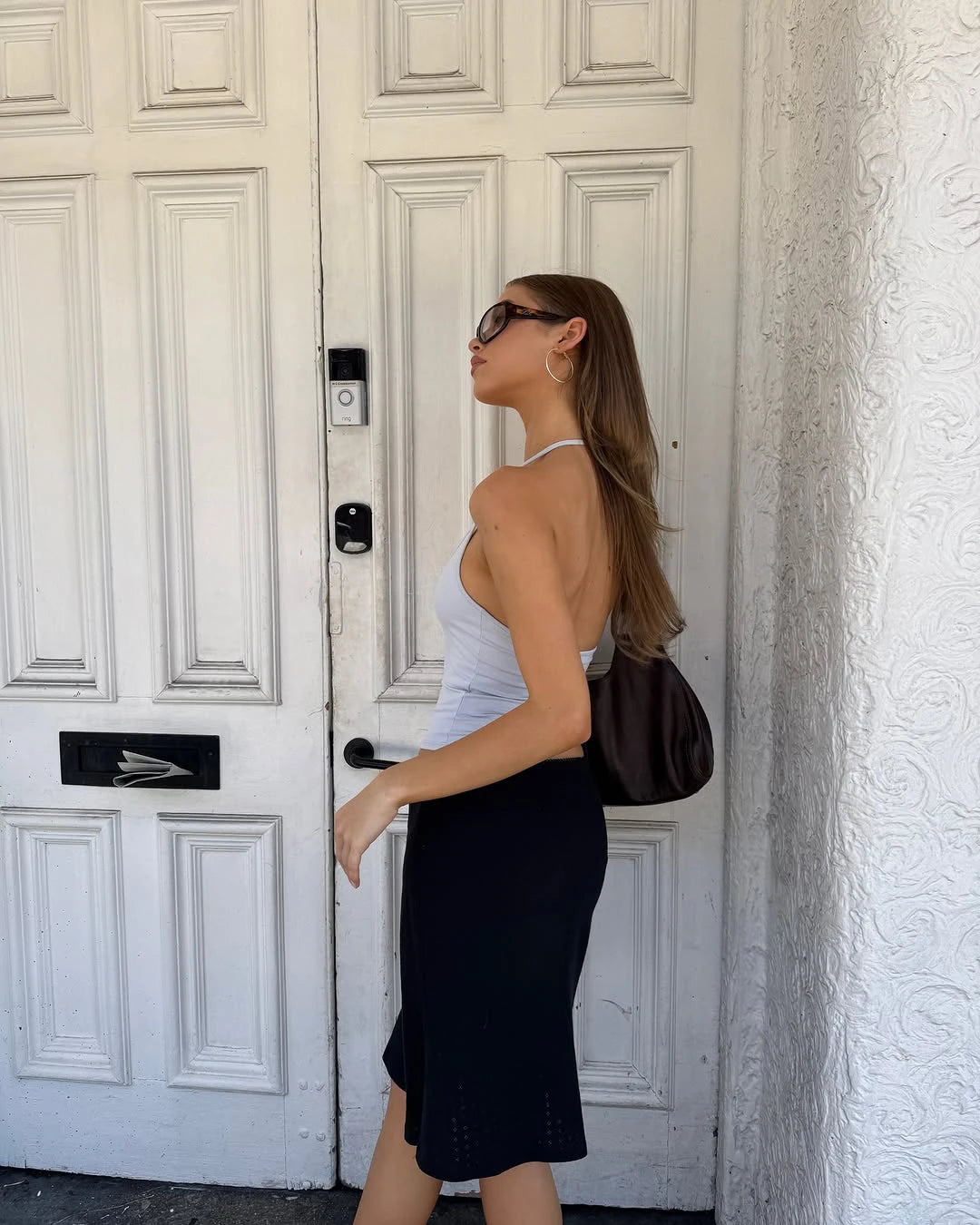 Tank Baby Blue Thin Strap Halter Small U-Neck Vest White Sexy Women's Summer Short Top