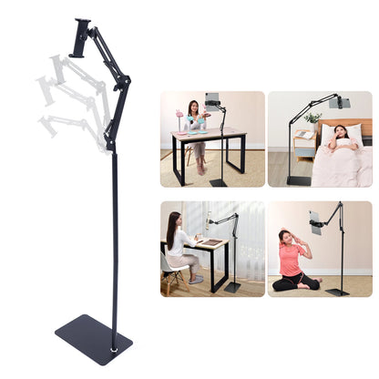 Adjustable Tablet Floor Stand 360° Swivel Height & Angle Adjustable Foldable Floor Holder Non-Slip Base for Home Office