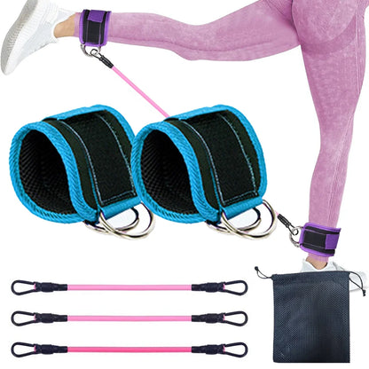 LOOGDEEL TPE Resistance Bands Ankle Straps Fitness D-Ring Support Ankle Cuffs Yoga Band Gym Guard Leg Strength Safety Extensions