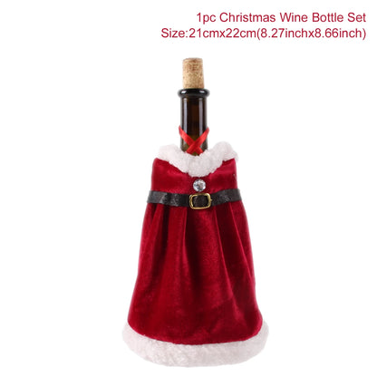 Christmas Wine Bottle Cover Merry Christmas Decorations For Home 2025 Navidad Noel Natal Ornaments Xmas Gift Happy New Year 2026
