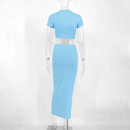 Women’s 2-Piece Crop Top & Skirt Set – Sexy Summer Partywear