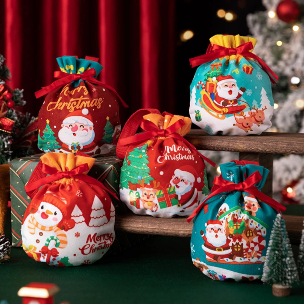 3/510 Pcs Velvet Christmas Hand-held Gift Bag for Christmas Eve Carnival Birthday Party Party Party Fruit Candy Gift Filling Bag