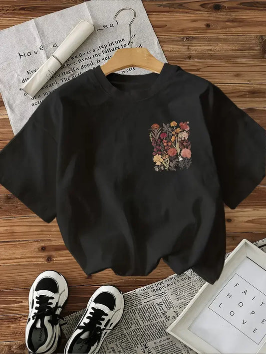 Y2K Flower Print Women’s Graphic Tee – Casual Summer Shirt
