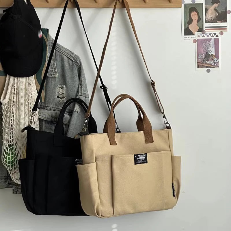 Canvas Laptop Tote Bag – Large Capacity Crossbody for Women & Students