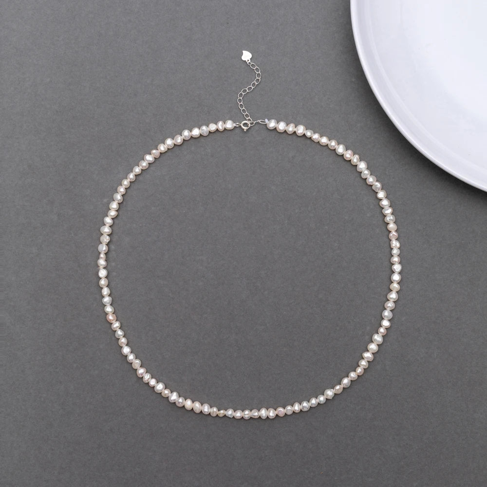 Hengsheng 4-5mm Baroque Freshwater Pearl Necklaces 38cm 45cm 50cm 925sterling Silver Necklaces Jewelry Gift 2025 New Arrivals