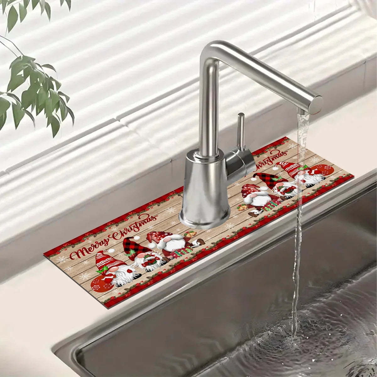 Christmas Faucet Mat Diatomite Sink Faucet Absorbent Pad Merry Christmas Decoration for Home 2025 Kitchen Gifts Navidad