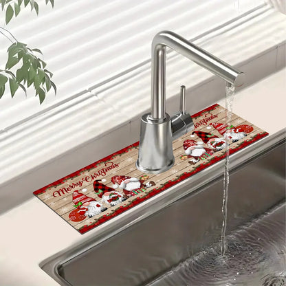 Christmas Faucet Mat Diatomite Sink Faucet Absorbent Pad Merry Christmas Decoration for Home 2025 Kitchen Gifts Navidad