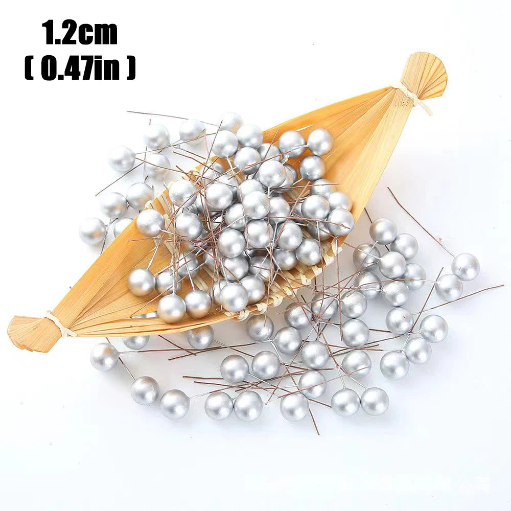 1000/50x Mini Artificial Berries Red Fake Berry Cherry Stamen for Christmas DIY Floral Wreath Ornament New Year Party Home Decor