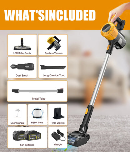 Cordless Stick Vacuum Cleaner – 3-in-1 Lightweight Powerful Suction Compatible with DeWALT 20V/18V Batteries