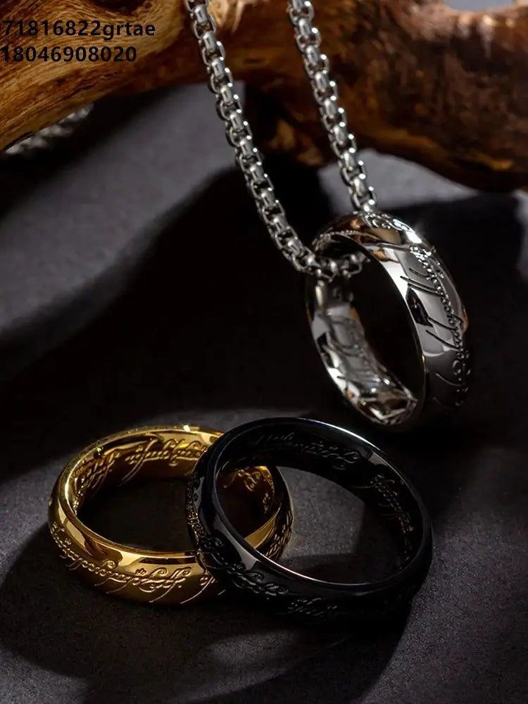 King of Necklace Stainless Steel Necklace Ring Fit Movie Jewelry Lord Of The Necklace 3.0 Square Thick Pearl Chain Hip-Hop