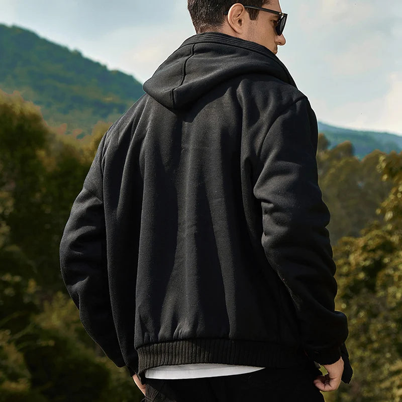 Winter Warm Sherpa Lined Coat for Men Heavyweight Plush Fleece Jackets Outwear Long Sleeve Zip Up Hoodie Sweatshirt Tops Outfits