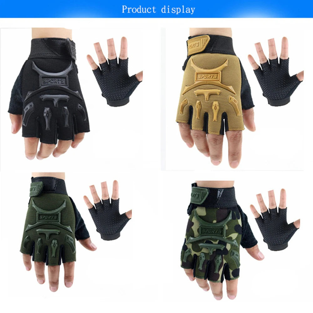 1 Pair Kids Half Finger Gloves Sports Gloves Non-Slip Gel Gloves Adjustable Fingerless Gloves for Children Cycling Riding Biking