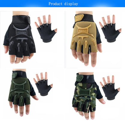 1 Pair Kids Half Finger Gloves Sports Gloves Non-Slip Gel Gloves Adjustable Fingerless Gloves for Children Cycling Riding Biking