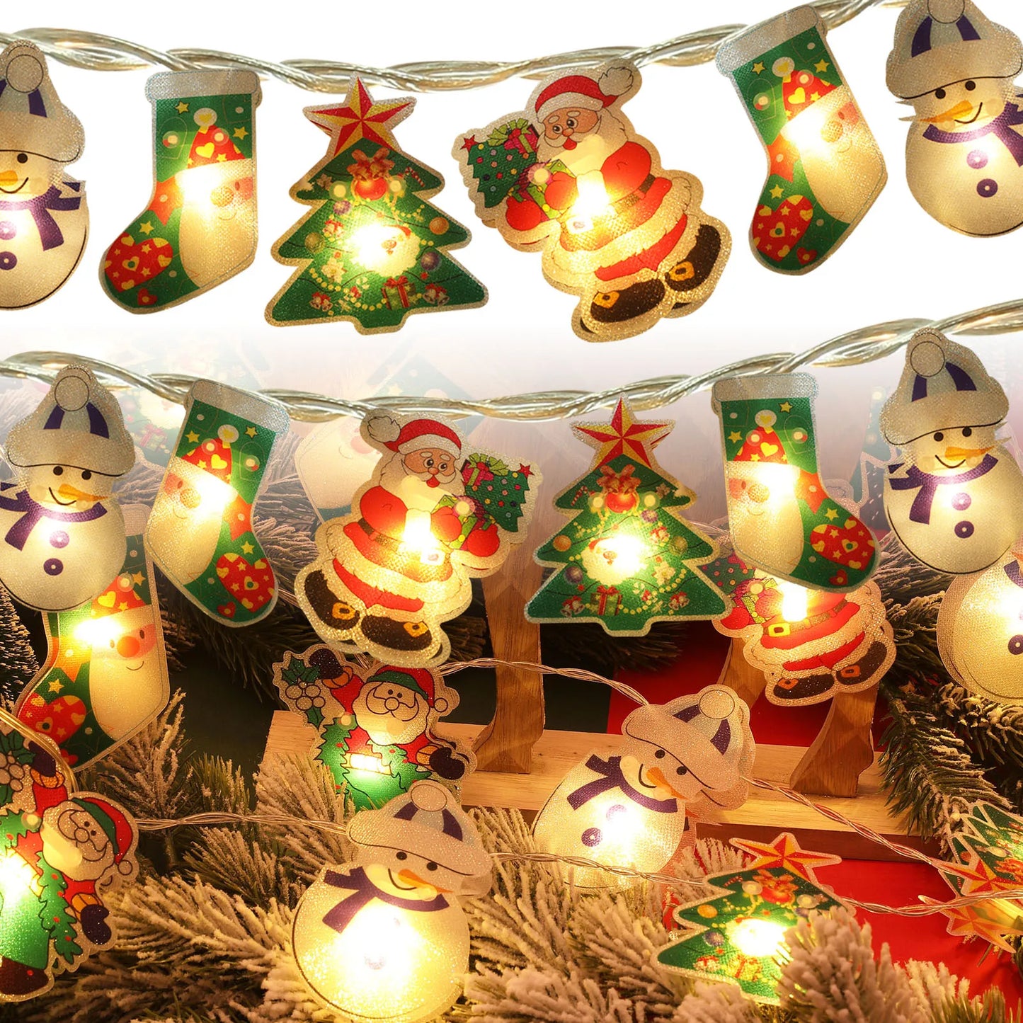 LED Christmas Tree Snowman Snowflake LED String Lights Home Window Ornament Lamp For New Year Party Garden Decoration