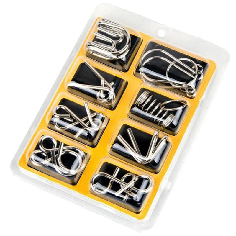 8PCS Set Metal Montessori Puzzle Wire IQ Games Rompecabezas 3D Casse Tete Brain Teaser Intellectual Toys For Kids Adults