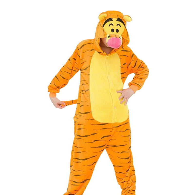 Animal Onesies Lion Tiger Leopard Wolf Fox Zebra Hippo Koala Bat Donkey Rabbit Chinchilla Frog Bee Penguin Dog Kigurumi Adult