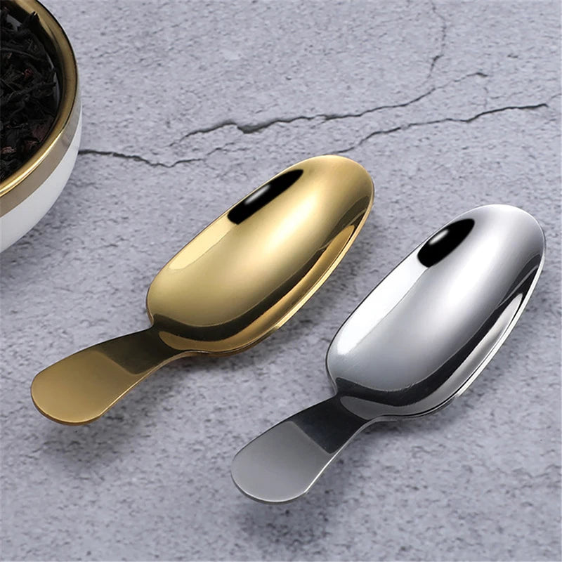 Mini Stainless Steel Spoons Kitchen Spice Condiment Spoon Sugar Tea Coffee Scoop Short Handle Wood Kids Spoon Kitchen Gadgets