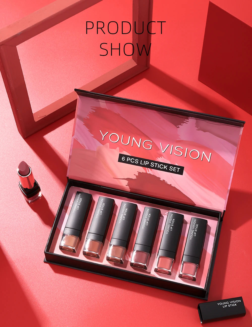 6 pcs /set matte lipstick gift box set non stick cup lipstick velvet moisturizing lipstick