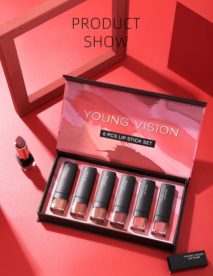 6 pcs /set matte lipstick gift box set non stick cup lipstick velvet moisturizing lipstick