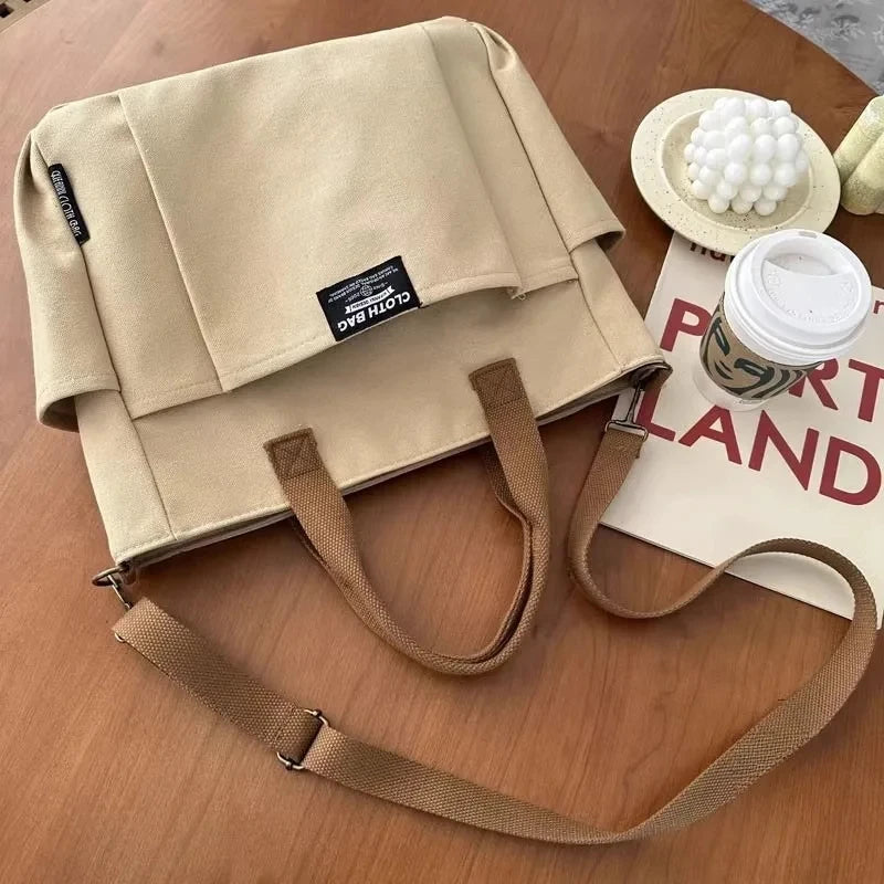 Canvas Laptop Tote Bag – Large Capacity Crossbody for Women & Students