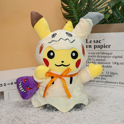 Pokémon Plush Halloween Pikachu Cos Mimikyu Hattrem Full Belly Mode Morpeko with Gengar's Cloak Doll Halloween Christmas Gift