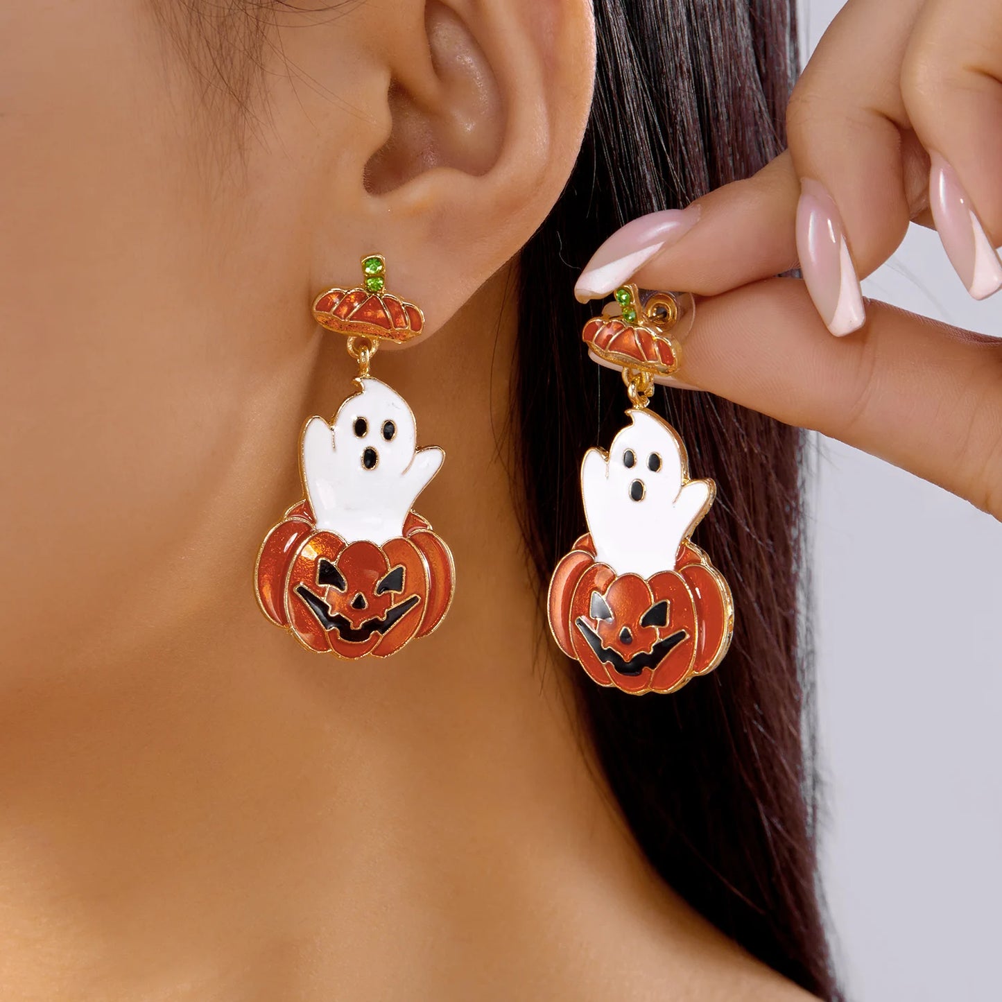 Cute Halloween Dangle Earrings for Women Cartoon Pumpkin Ghost Spider Drop Oil Earring Party Statement Jewelry Accessory