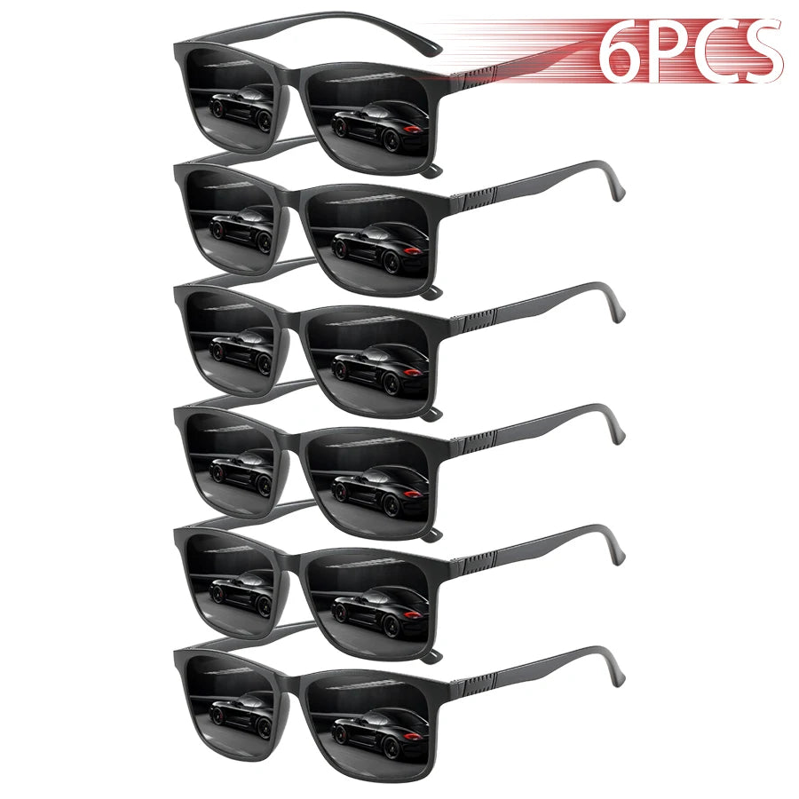 6 PCS Fashion Vintage Check Square Sunglasses Men Women Fishing Driving Luxury Brand Designer Sun Glasses Retro UV400 Eyewear