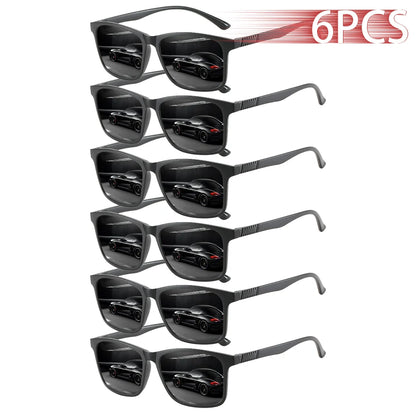 6 PCS Fashion Vintage Check Square Sunglasses Men Women Fishing Driving Luxury Brand Designer Sun Glasses Retro UV400 Eyewear