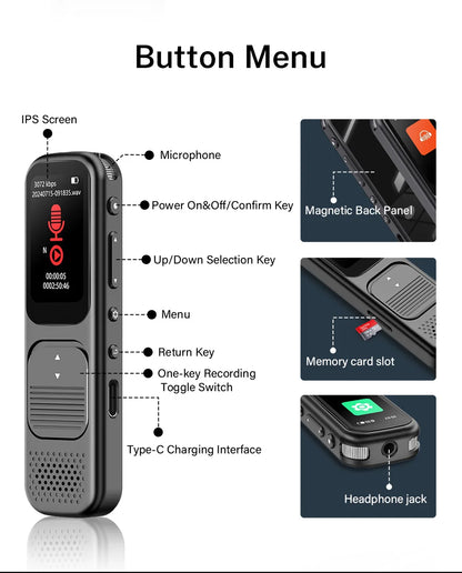 Deelife Professional Digital Voice Recorder With Playback MP3 Music Player 64G Noise Reduction small sound recorder