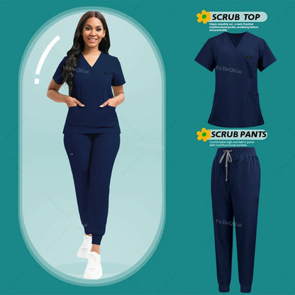 Women's Stretch Scrub Set – V-Neck Top & Jogger Pants
