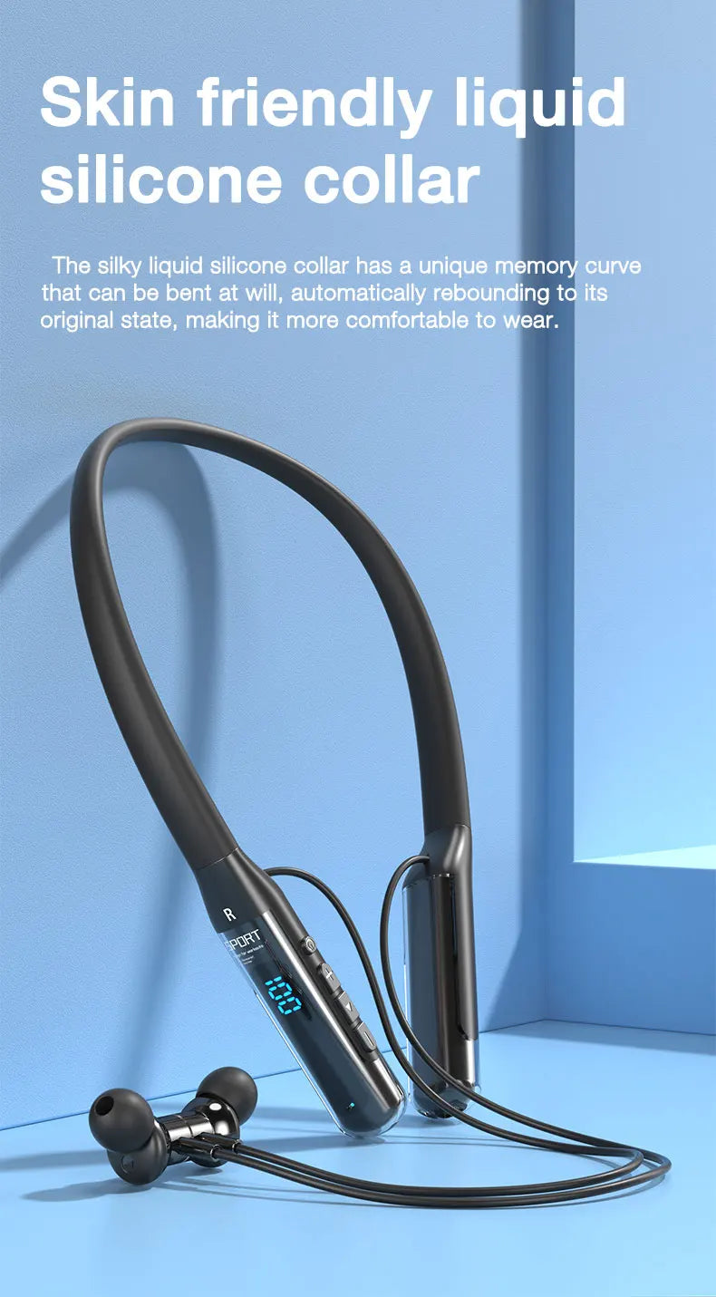 EARDECO Bluetooth 5.3 Neckband Headphones – 80H Battery, Stereo Bass, Mic