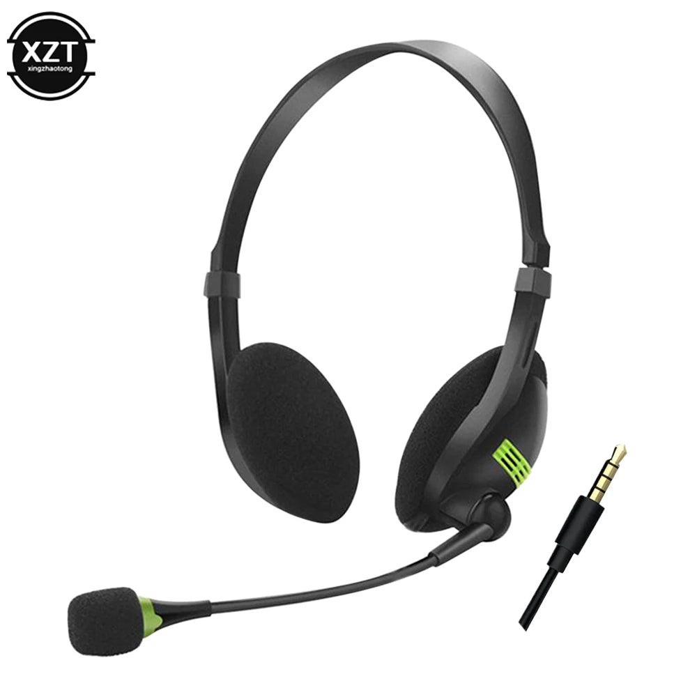 3.5mm Noise Cancelling Wired Headphones Microphone Universal Headset With Microphone For PC /Laptop/Computer Adjustable Volume