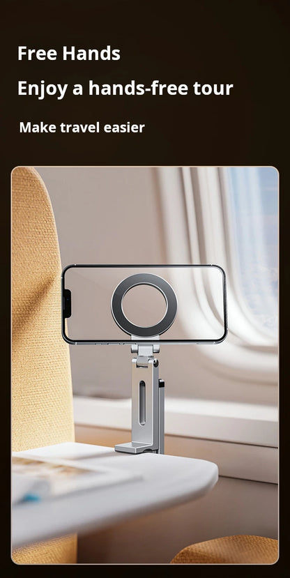 Adjustable Magnetic Phone Tripod Stand with 1/4'' Port, Ultra-Light Aluminium Phone Mount for iPhone Series, for Travel, Vlog