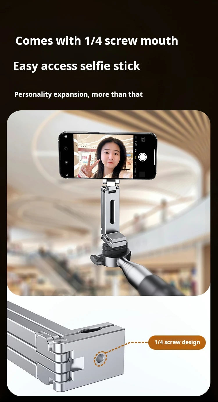 Adjustable Magnetic Phone Tripod Stand with 1/4'' Port, Ultra-Light Aluminium Phone Mount for iPhone Series, for Travel, Vlog