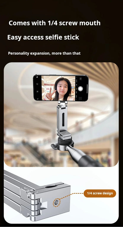 Adjustable Magnetic Phone Tripod Stand with 1/4'' Port, Ultra-Light Aluminium Phone Mount for iPhone Series, for Travel, Vlog