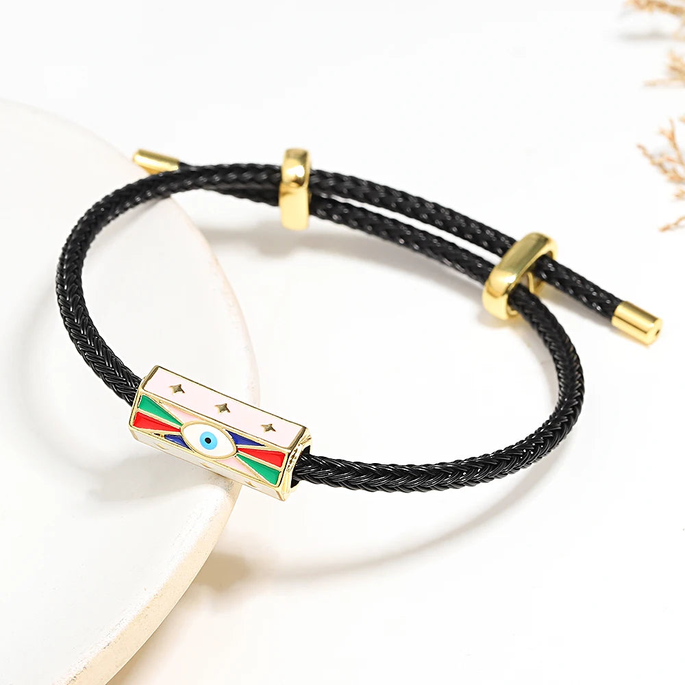 Red String Braided Charm Bracelet – Unisex Adjustable Stainless Steel