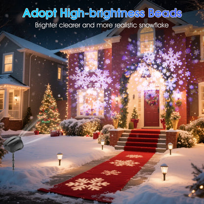 2025 NEW Snow Projector Lights, Dynamic Rotating Snowflake Projection Light Outdoor, IP65 LED Snow Spotlight Lightning or Hallow