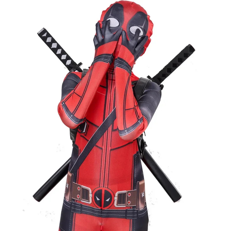 Deadpool Costume Kids Superhero Deadpool Child Cosplay Costume Swords Kids Jumpsuit Deadpool Costume For Children Halloween Suit