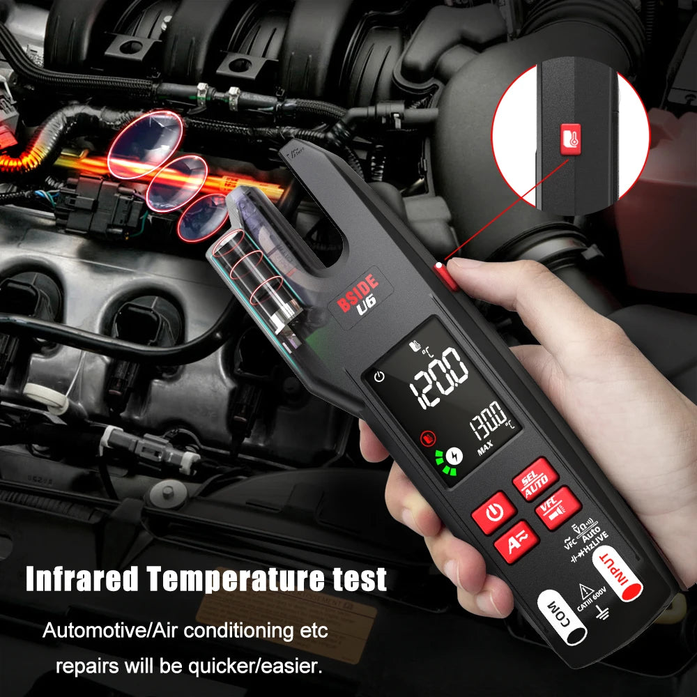 BSIDE Professional Digital Clamp Meter U6 Fork 600A Ammeter Pliers T-RMS DC AC Current OpenJaw Electrical Tester Auto Multimeter