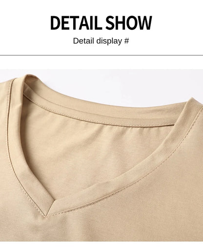 Top Grade 1.7% Mulberry Silk New Summer Brand Tops V Neck t Shirts For Men 2025 Short Sleeve Casual Fashion Mens Clothing