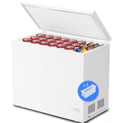 Kismile 7.0 Cubic Feet Chest Freezer with 3 Removable Basket, Free Standing Top Open Door Compact Deep Freezer with Adjustable