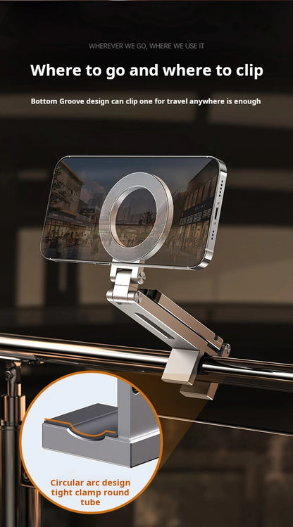 Adjustable Magnetic Phone Tripod Stand with 1/4'' Port, Ultra-Light Aluminium Phone Mount for iPhone Series, for Travel, Vlog