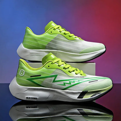 Real carbonboard racing running shoes couple's ultra-light cushioning sneakers men's thin mesh walking shoes